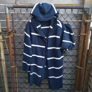 TORRID BLUE STRIPE HOODED SWEATER CARDIGAN SWEATER 1X